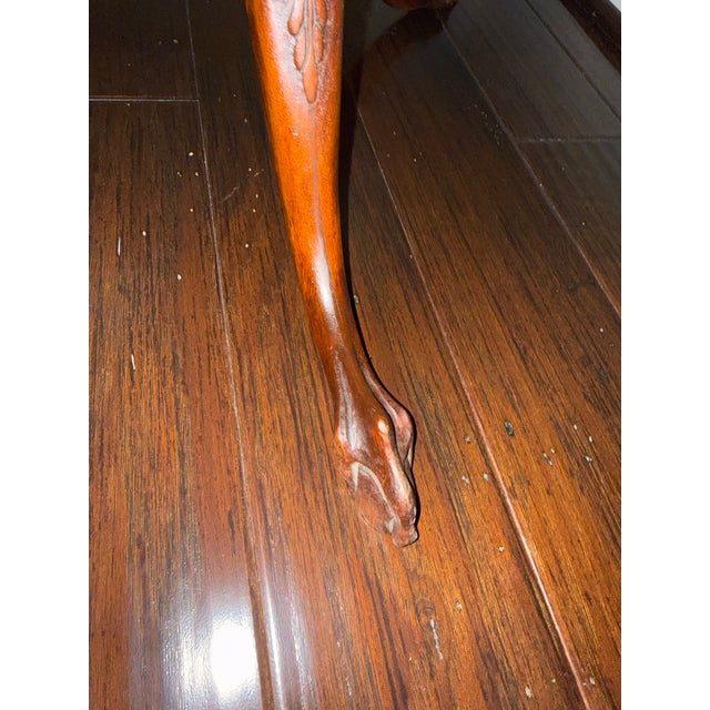 Mid 20th Century Vintage Chippendale-Style Mahogany Drum Table With Drawer & Claw Feet For Sale - Image 5 of 10