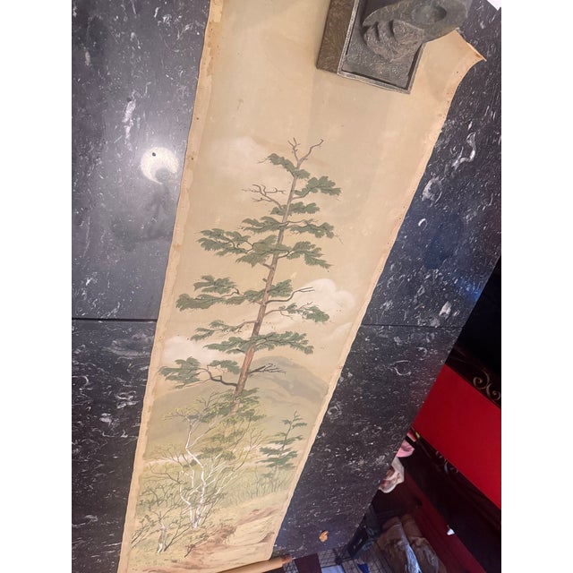 Tan Antique Early Meiji Era Kakejiku For Sale - Image 8 of 12