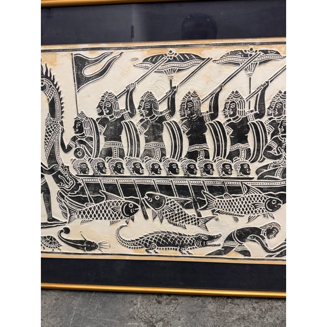 Angkor Wat Dragon Boat Rubbing, Vintage For Sale In San Francisco - Image 6 of 12
