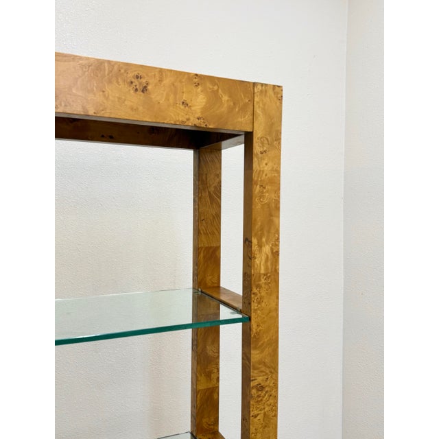Wood Vintage Burl Wood Book Shelf For Sale - Image 7 of 9