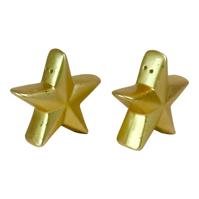 1980s Postmodern Hollywood Regency Boho Chic Star Salt and Pepper Shakers - A Pair For Sale