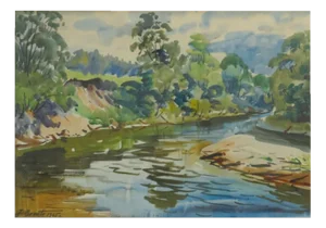 Janis Brekte, Landscape, 1965, Watercolor on Paper