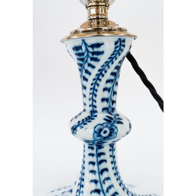 Table Lamp with Fabric Shade from Meissen Porcelain, Germany, 1950s For Sale - Image 12 of 16