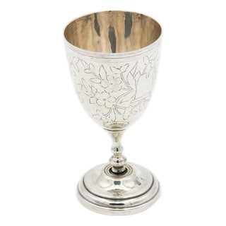 Silver Chalice with Engraved Floral Motifs For Sale