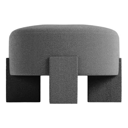 Cassete Puff in Boucle Charcoal by Alter Ego for Collector For Sale