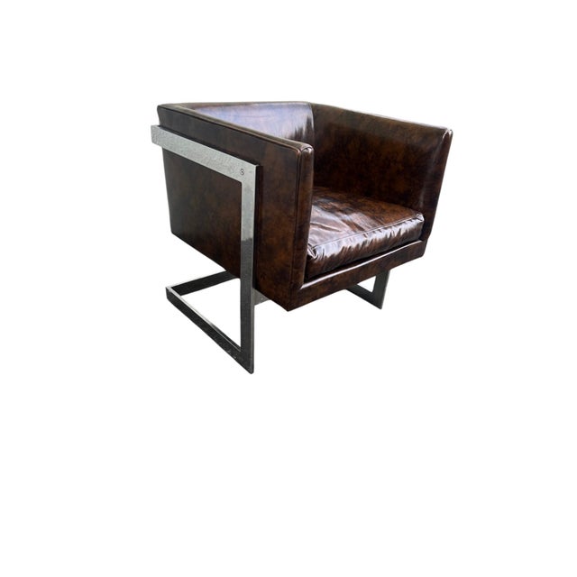 Mid 20th Century Milo Baughman Thayer Coggin Chrome T Back Cube Chair For Sale In New York - Image 6 of 18