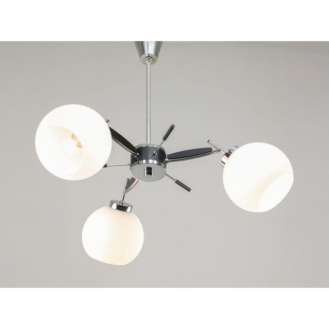 Space Age Italian Chrome and Opaline Chandelier, 1970s For Sale - Image 18 of 18