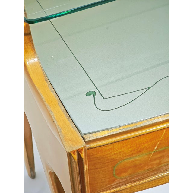 Italian Maple and Glass Bedside Tables, 1950s, Set of 2 For Sale - Image 9 of 17