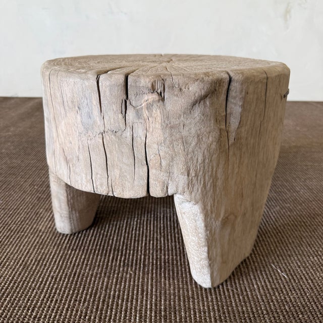 Contemporary Vintage Reclaimed Elm Stump Side Table 61626a For Sale - Image 3 of 8