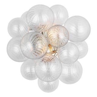 Julie Neill for Visual Comfort Signature Talia Medium Sconce in Burnished Silver Leaf with Clear Swirled Glass For Sale
