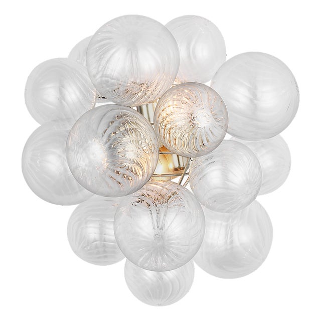 Julie Neill for Visual Comfort Signature Talia Medium Sconce in Burnished Silver Leaf with Clear Swirled Glass For Sale