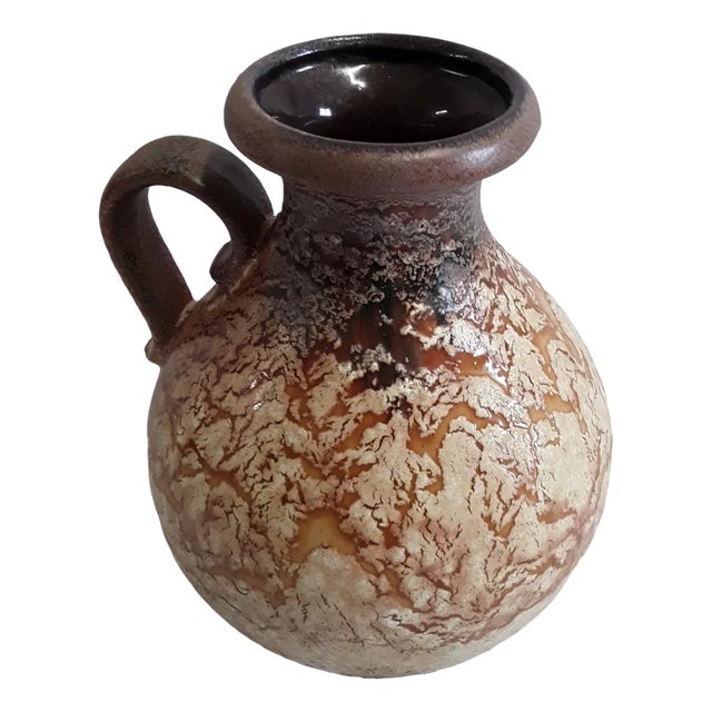 Vintage German Brown Beiger Glaze Ceramic Vase from Scheurich, 1980s For Sale