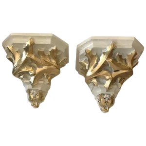 Monumental French Cream and Gold Wall Brackets - a Pair
