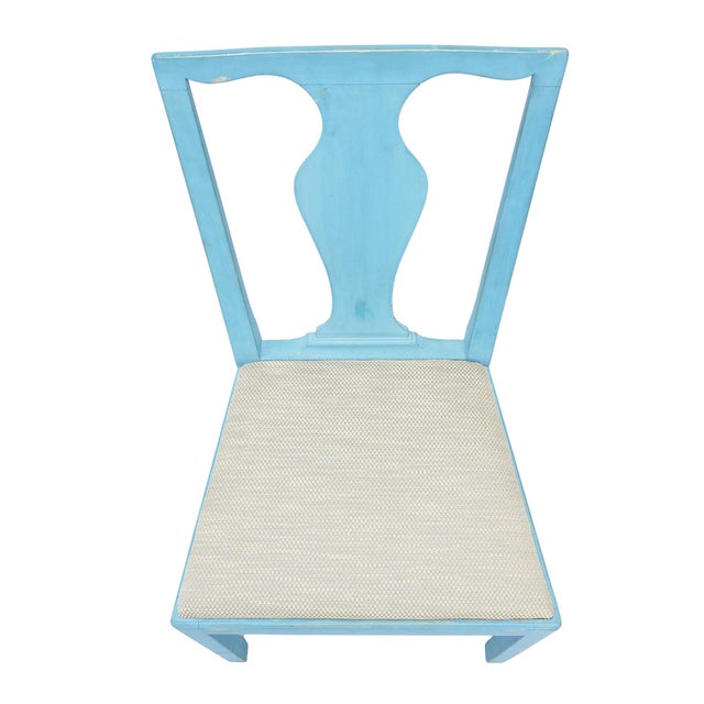 Blue Pair of Painted Academic Revival Slip Seat Side Chairs, 1940 For Sale - Image 8 of 14