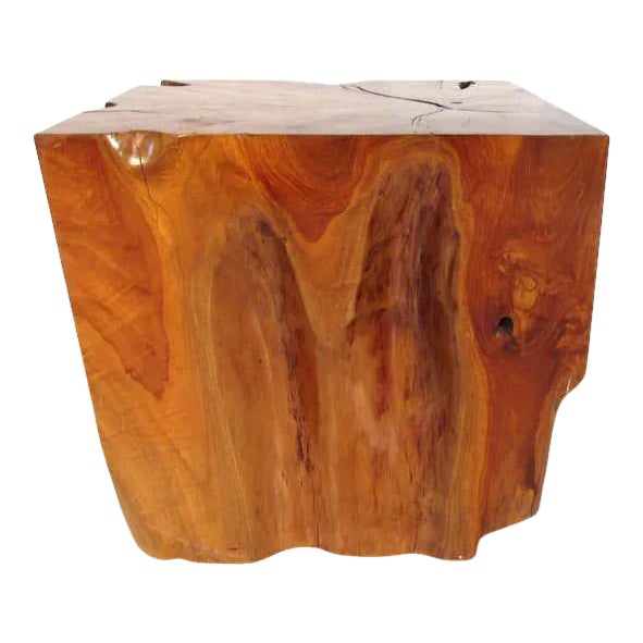 Natural Red Oak Slab Side Table For Sale