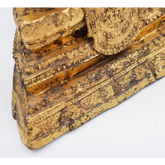 Late 19th Century Thai Gilt Bronze Seated Earth Touching Buddha Figure For Sale - Image 6 of 16