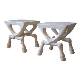 Late 20th Century John Dickinson Attributed Hoofed Side Tables - a Pair For Sale