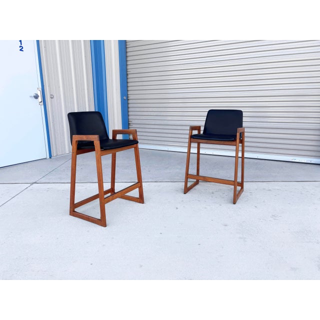Wood 1960s Danish Modern Teak Barstool Set of 4 For Sale - Image 7 of 12