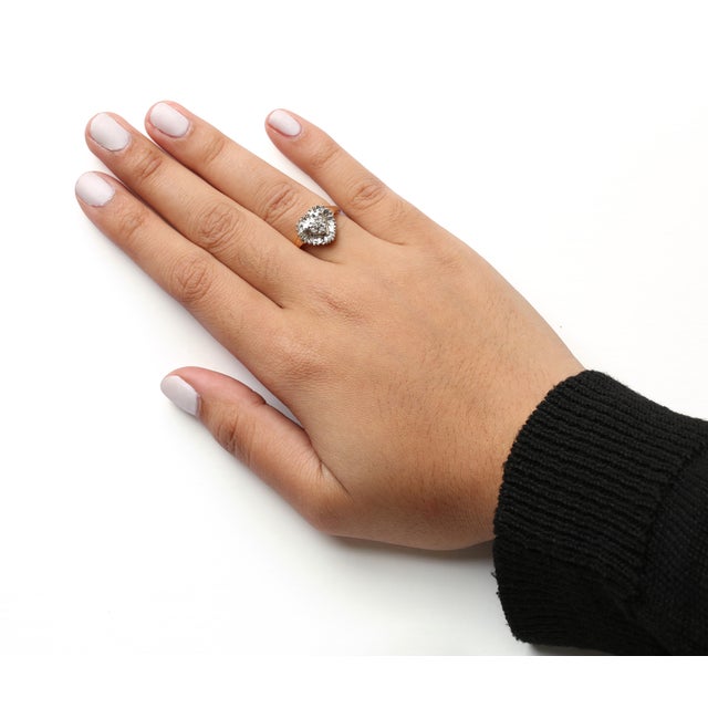 10K Yellow Gold 1/4 Cttw Round and Baguette cut Diamond Heart Shape Ballerina Ring (H-I Color, I1-I2 Clarity) - Ring Size 7 For Sale - Image 4 of 5