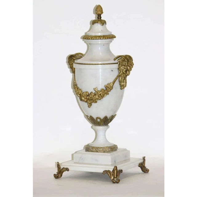 19th Century 19th C. Monumental 25” White Marble Gilt Bronze Mount Cassolette Urn For Sale - Image 5 of 9