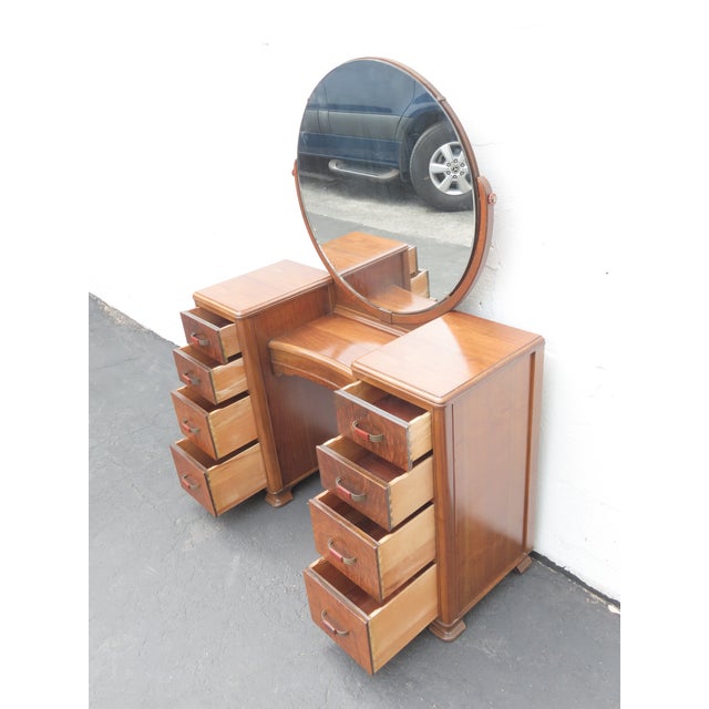 Early 20th Century 1920s Art Deco Vanity Makeup Table With Bakelite Handles 6580 For Sale - Image 5 of 18