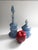 Victorian Pair of Victorian Hand-Painted Blue Glass Perfume Bottles With Provenance Note Late 19th Century For Sale - Image 3 of 12