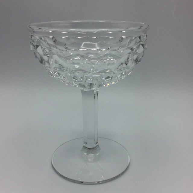 Glass Fostoria American Clear Champagne or Tall Sherbet Pressed Glasses - Set of 7 For Sale - Image 7 of 13