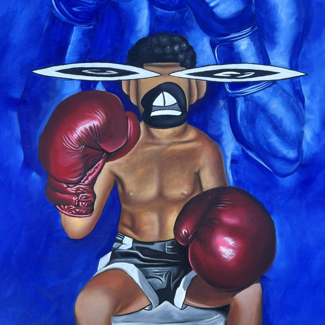 Chinonso Ofodile Forged In His Shadow, 2025 Acrylic on canvas 50 × 45 × 1 1/2 in / 127 × 114.3 × 3.8 cm Unique work...