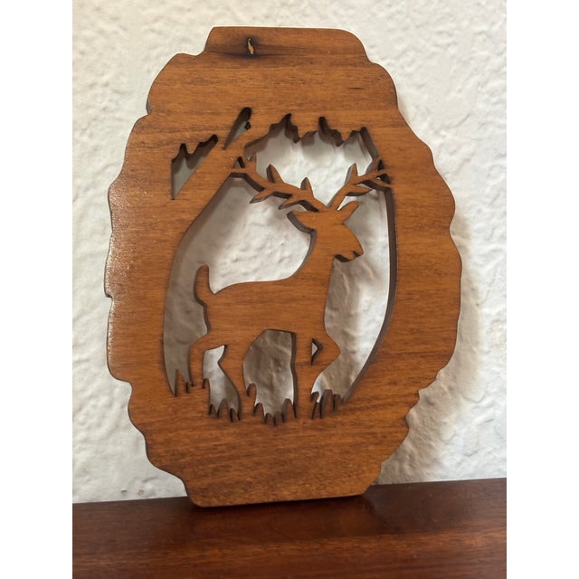 Delightful winter wall hanging of a reindeer. No maker's mark. Most items found at Pub & Oasis are vintage and antique in...