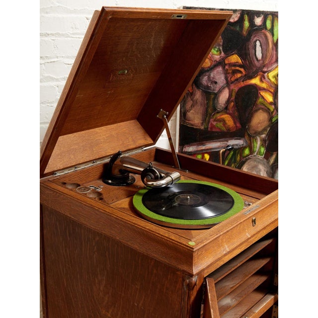 Wood Victrola 1917 Rca Talking Machine Antique Classic Rare Vv-100 Plays Works, Attributed For Sale - Image 7 of 9