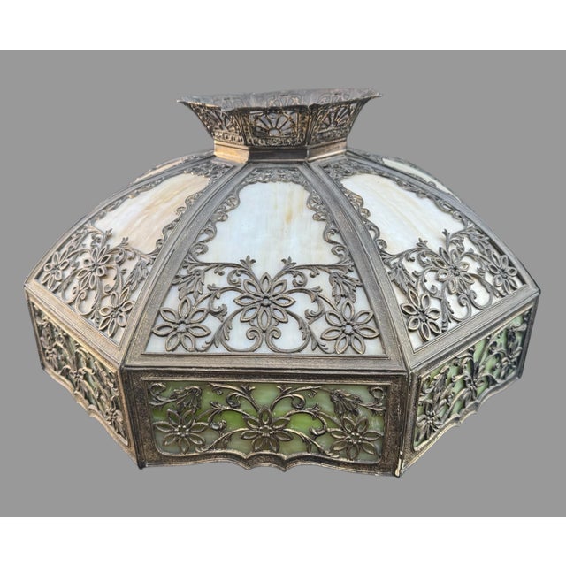 Early 20th Century Slag Glass Hanging Lamp Shade For Sale - Image 6 of 10