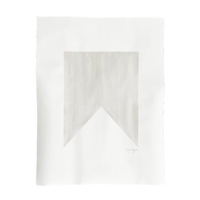 2020s "Triangle Up" Contemporary Minimalist Original Abstract Ivory Painting on Paper by Victoria Holly For Sale - Image 5 of 5