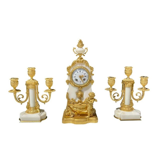 Fireplace Trim in Marble and Bronze, Set of 3 For Sale - Image 13 of 13