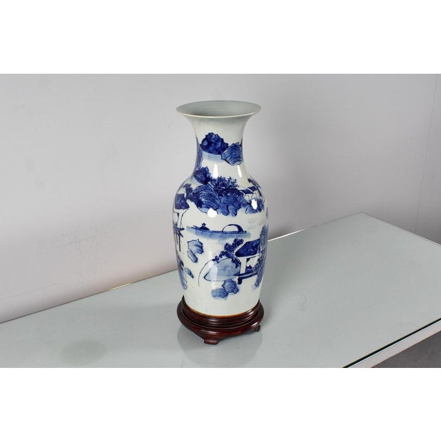 Asian Blue and White Porcelain Vase, 1880 For Sale - Image 3 of 16
