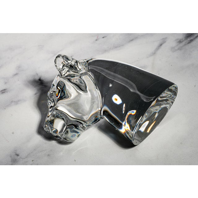 White Solid French Crystal Animal Bust Vintage Baccarat Crystal Panther Head Sculpture Art Luxury Home Decor For Sale - Image 8 of 15