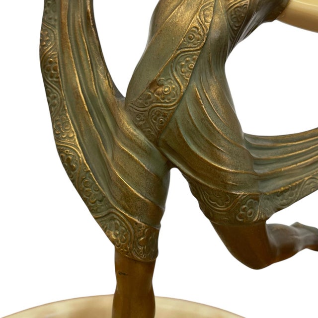 Stone 1970s Art Deco Style Figural Dancer Sculpture With Marble Dish. For Sale - Image 7 of 10