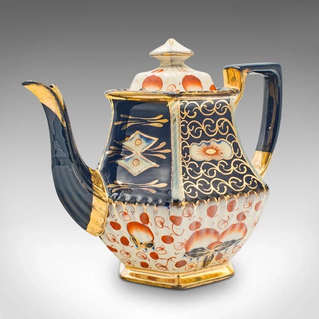 1900s Victorian Antique Imari Pattern Teapot, English, Ceramic, Decorative Tea Kettle For Sale - Image 11 of 11