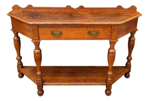 Spanish Oak Console Table With Drawer and Shelf, 20th Century