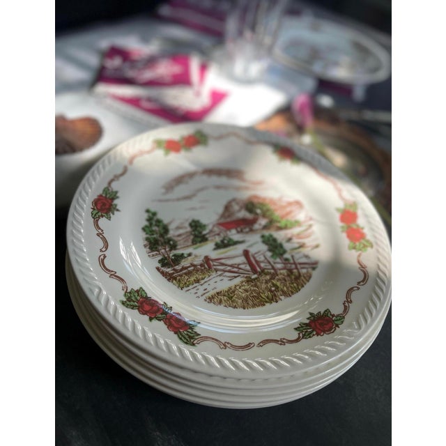 1940s Norwegian Figgjo Flint 5 7/8” Plates - Set of Seven (7) For Sale In Chicago - Image 6 of 9