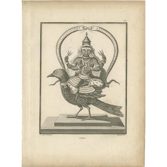 Black Engraving of Sani, Hindu Deity on Raven, 1806, Print For Sale - Image 8 of 10