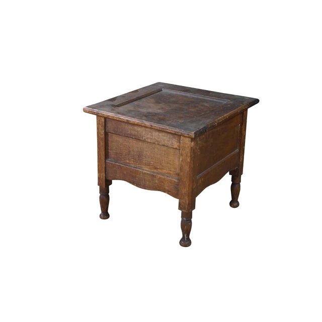 Victorian Antique Early American Primitive Oak Chamber Pot Commode Toilet Step Stool For Sale - Image 3 of 18