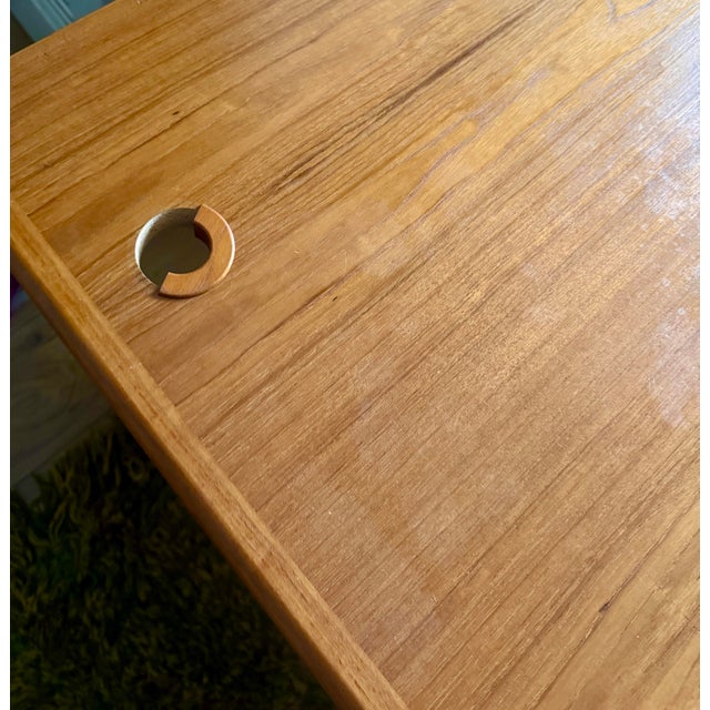 Brown Vintage Mid-Century Modern Teak Executive Desk With Floating Drawers For Sale - Image 8 of 11