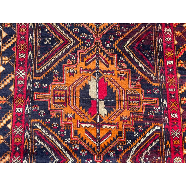 Vintage Afghan Hand-Knotted Wool Rug | Tribal Geometric Pattern | Terracotta Rug For Sale - Image 6 of 10