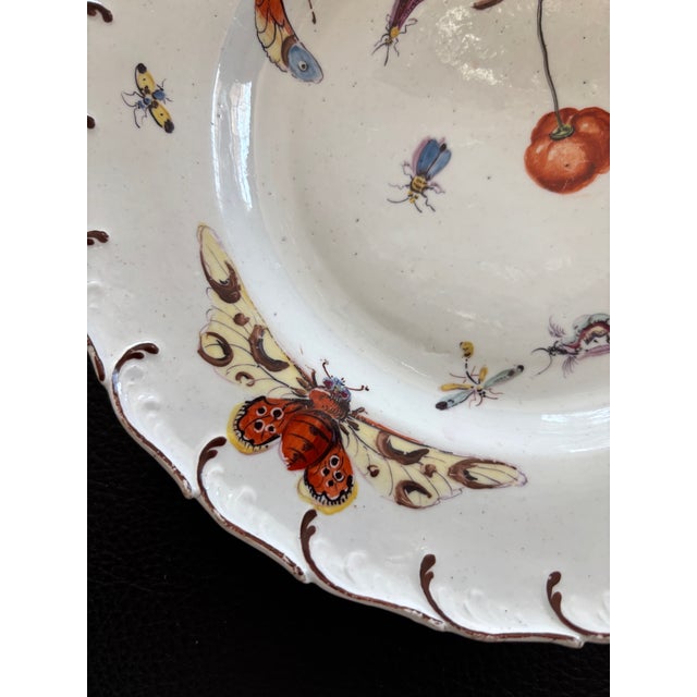 Ceramic Chelsea “Hans Sloane Series” Botanical Dessert Plate Depicting Insects Unmarked For Sale - Image 7 of 9