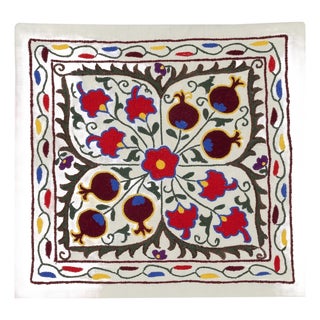 19"x17" 100% Cotton Cushion Cover. Embroidered Pillowcase. Uzbek Throw Pillow For Sale