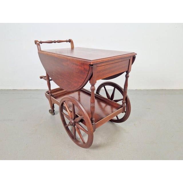 Vintage French Folding Spindle Bar Cart in Wood, 1960s For Sale - Image 11 of 15