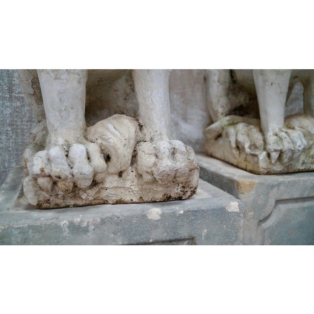 Proud Stone Cast French Sitting Lions, Set of 2 For Sale - Image 9 of 18