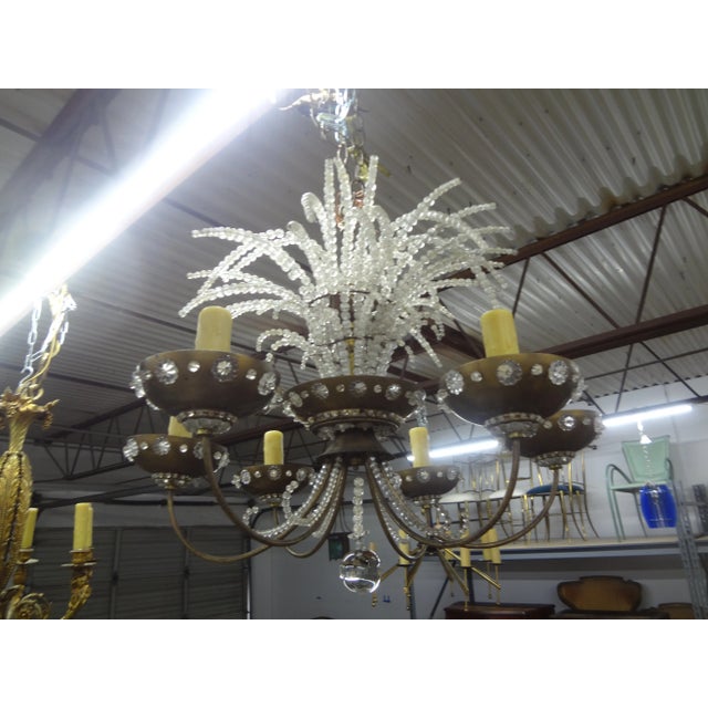 Transparent 1940s French Maison Bagues Beaded Crystal Chandelier For Sale - Image 8 of 11