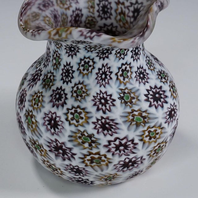Antique Millefiori Vase in Violet and White, Fratelli Toso Murano Ca. 1920s For Sale - Image 6 of 6