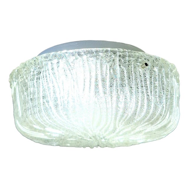 Vintage Ceiling Lamp with Clear Frosted Glass Shade, 1970s For Sale